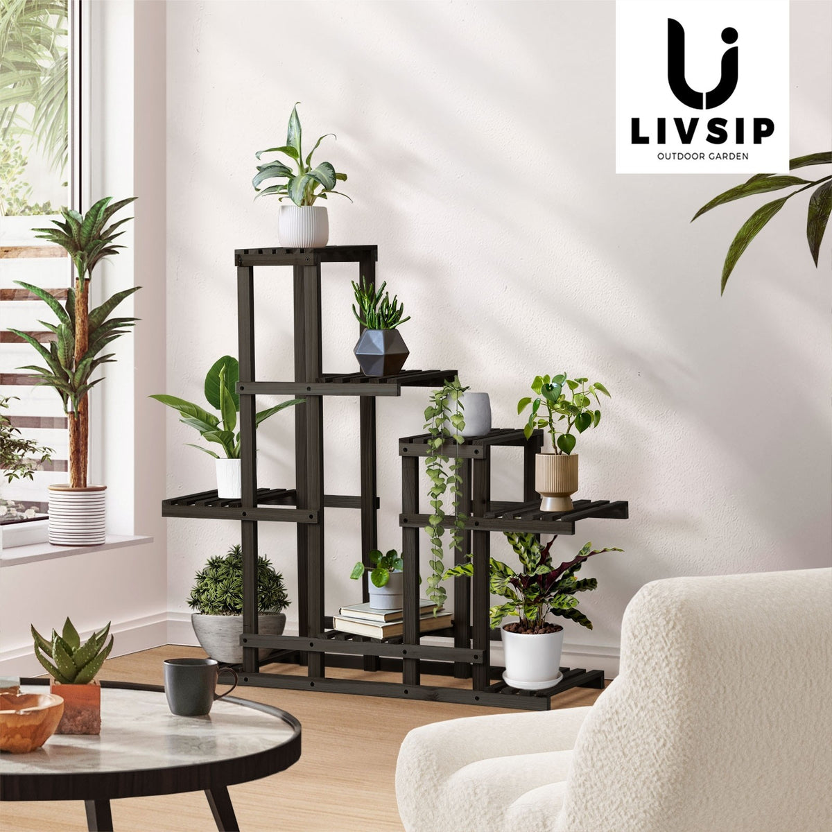 Livsip 6 Tiers Plant Stand Flower Pots Shelf Indoor Outdoor Garden Rack