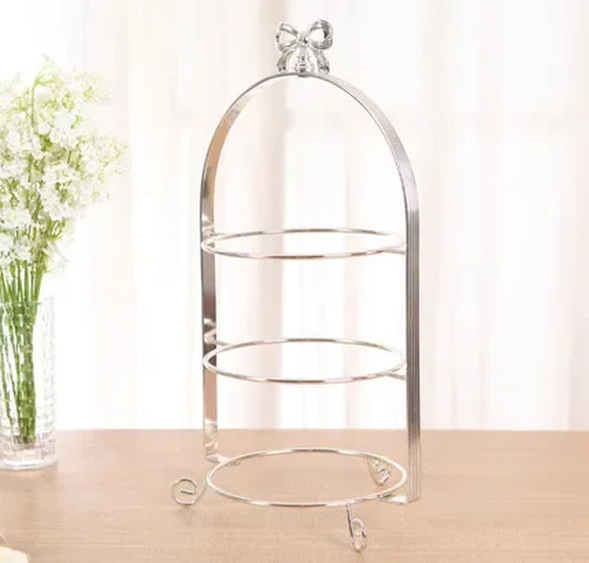 High-Grade 2/3 Layers Dessert Tray Silver Plated round Metal Cake Stand Cupcake Tray Wedding Party Decoration Cake Display Stand