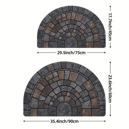 Semi-Circular Door Mat – Non-Slip – Polyester – Indoor &amp; Outdoor