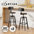 Artiss 2X Bar Stools Kitchen Dining Chairs Adjustable Wood Stool W/Backrest