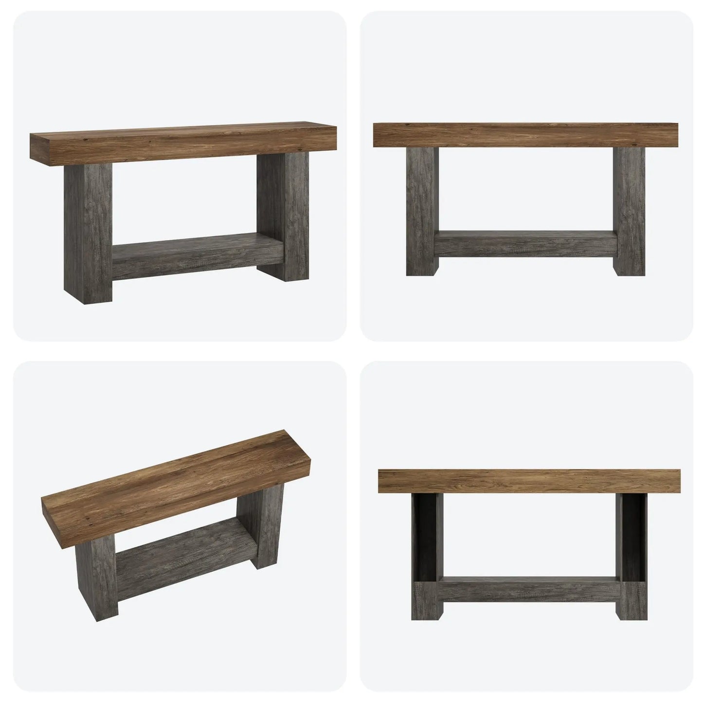 Entryway Console Table, Farmhouse 2-Tier Table with Open Storage, Long Sofa Accent Table for behind Couch, for Entrance Living Room Hallway Foyer (47 in / 63 in ),Dorm Essentials,Home Decor