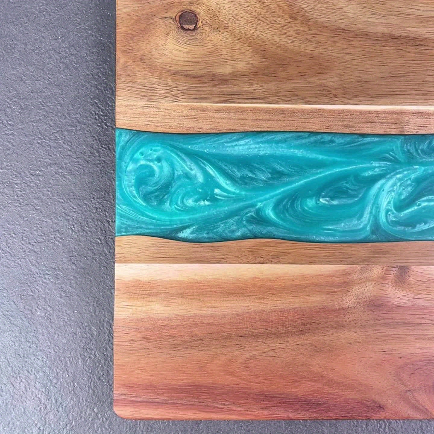 Resin River Cutting Board – Acacia Wood – Charcuterie & Cheese Board
