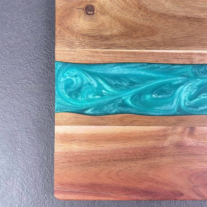 Resin River Cutting Board – Acacia Wood – Charcuterie &amp; Cheese Board