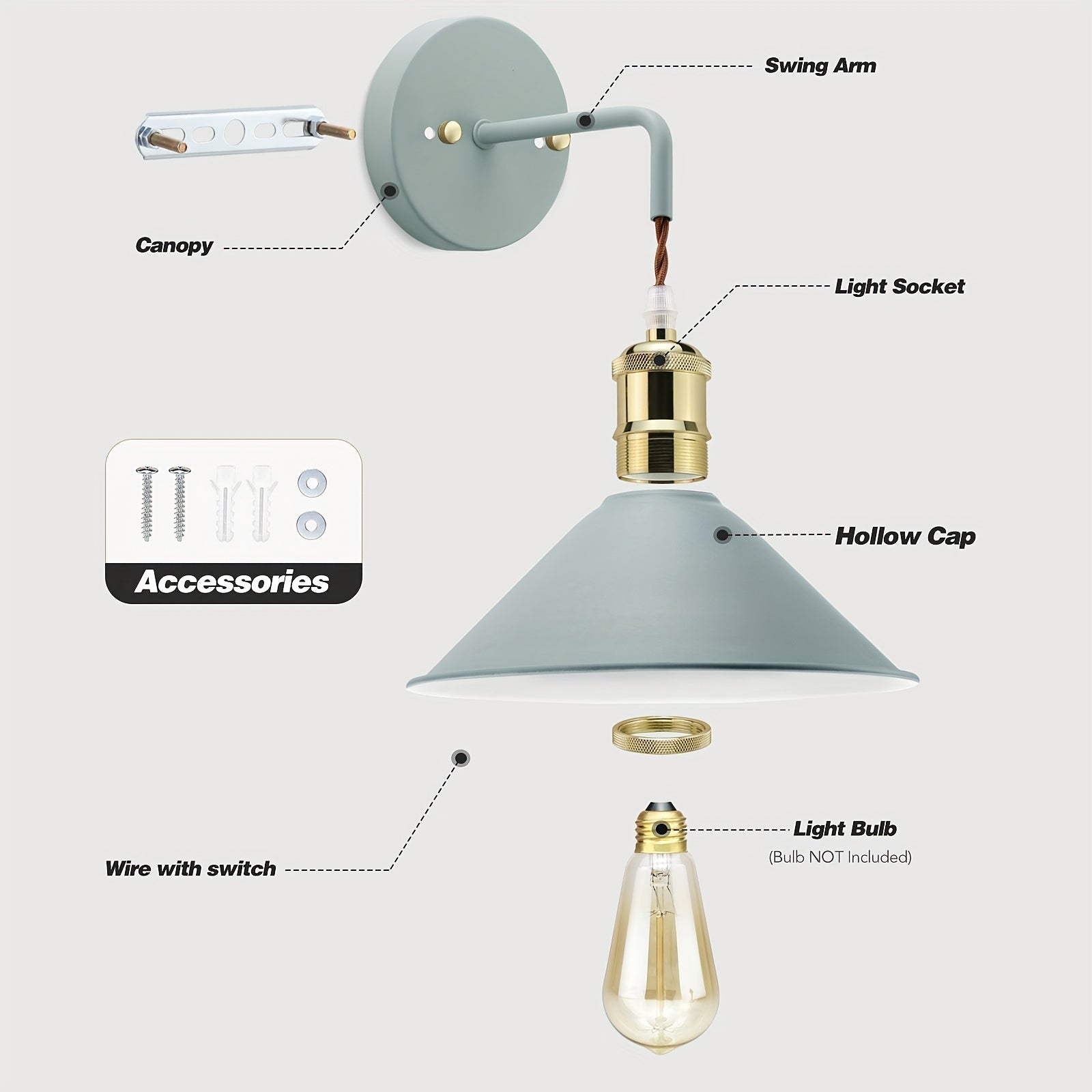 Metal Wall Sconce – Industrial – E26 – Oil-Rubbed Indoor Light