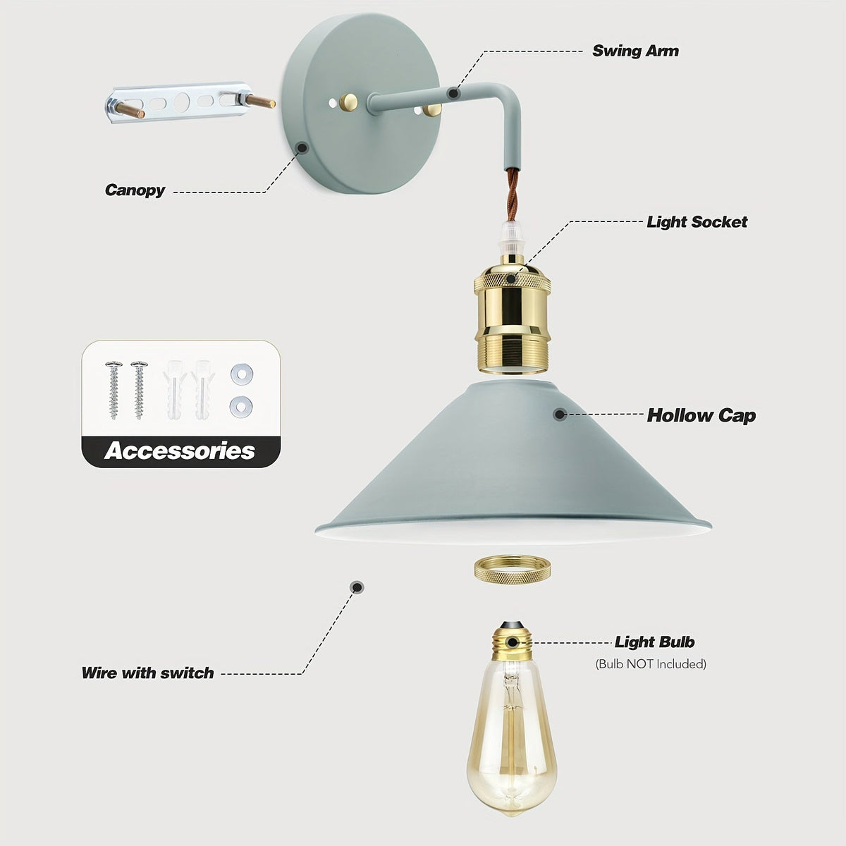 Metal Wall Sconce – Industrial – E26 – Oil-Rubbed Indoor Light