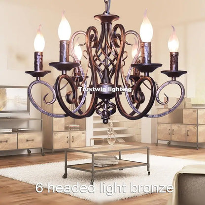 Classic LED Chandelier Light 6 8 Arms Hanging Chain Black Blue Bronze Iron Chandelier Light LED