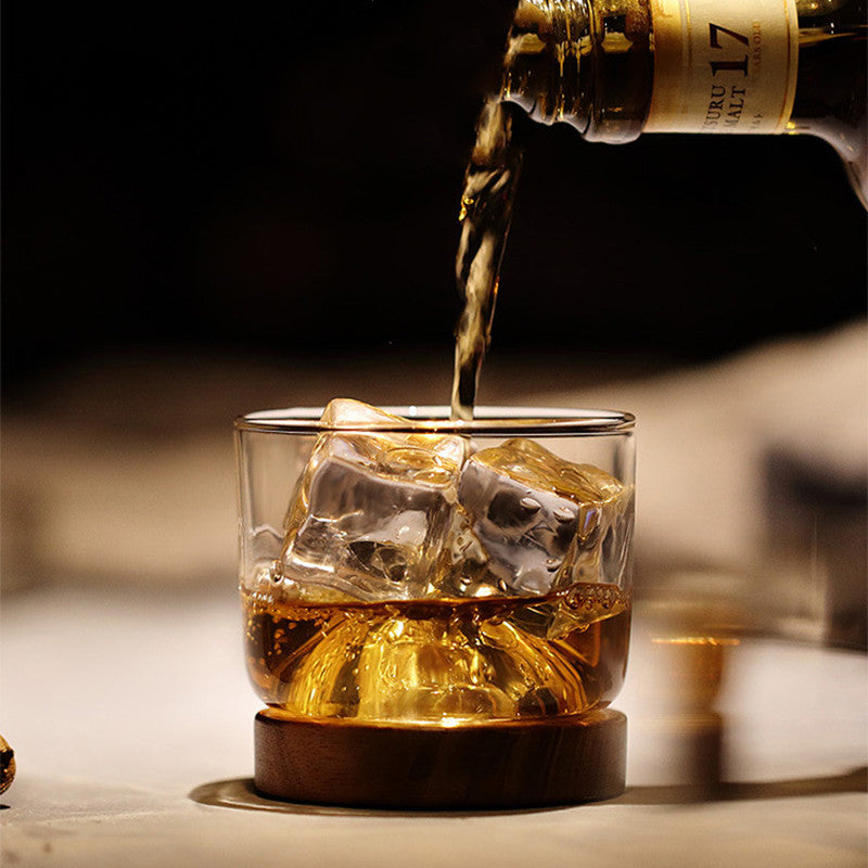 Japanese Whisky Glass Heat Resistant Wooden Base