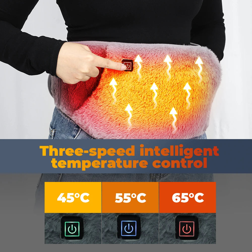 Electric Heating Belt 2-In-1 Hand Warmer Uterus Heating Pad for Waist Menstrual Period Pain Relief Belt Graphene Heating Pad