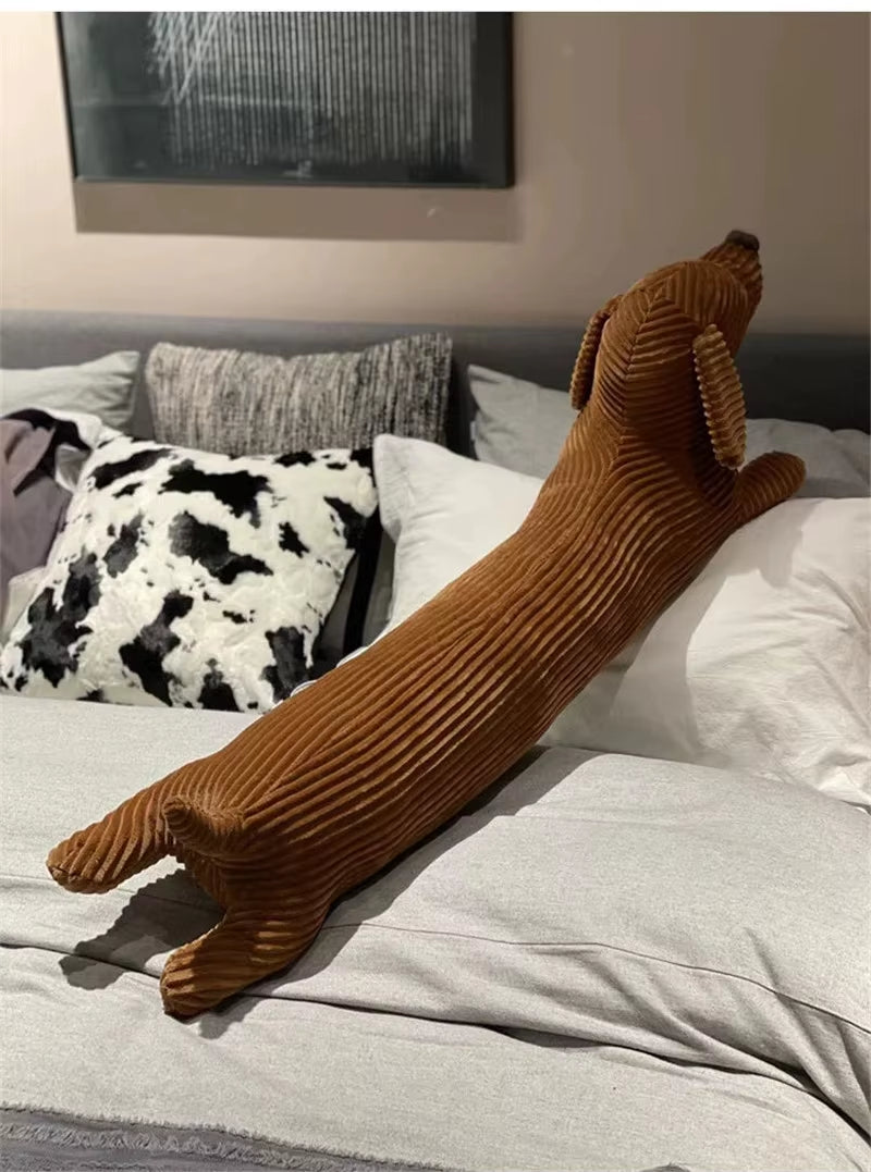 JOYLOVE 55~120Cm Dachshund Dog Cushion Lovers Brown Cute British Short-Legged Dachshund Dog Pillow Cushion Sofa Gift Plush Doll