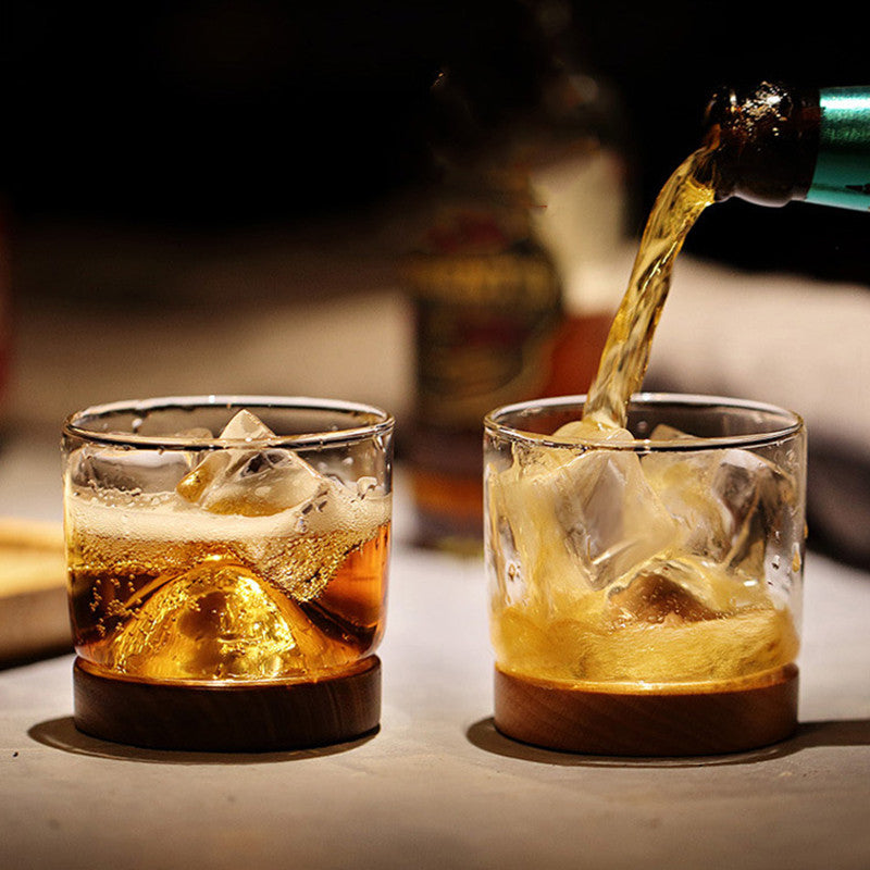 Japanese Whisky Glass Heat Resistant Wooden Base