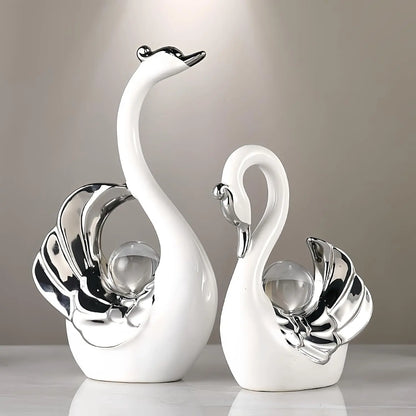 Swan-Design Ornament, Ceramic Ornaments, Decorative Ornaments, Creative Desktop Decoration, Modern Home Decor for Living Room Entrance TV Cabinet, Room Decor, Home Decor