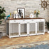 FUFU&GAGA Large Dog Crate Furniture, 86.6" Wooden Dog Crate Kennel with Drawers and Divider, Heavy Duty Dog Crates Cage Furniture