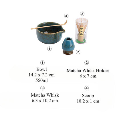 Japanese Matcha Set – Handmade Ceramic – 4-Piece Set