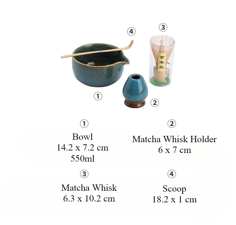 Japanese Matcha Set – Handmade Ceramic – 4-Piece Set