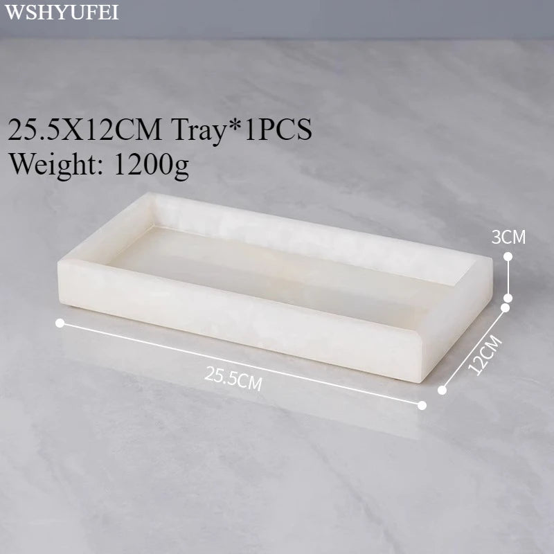 White Jade Stone Bathroom Accessory Set