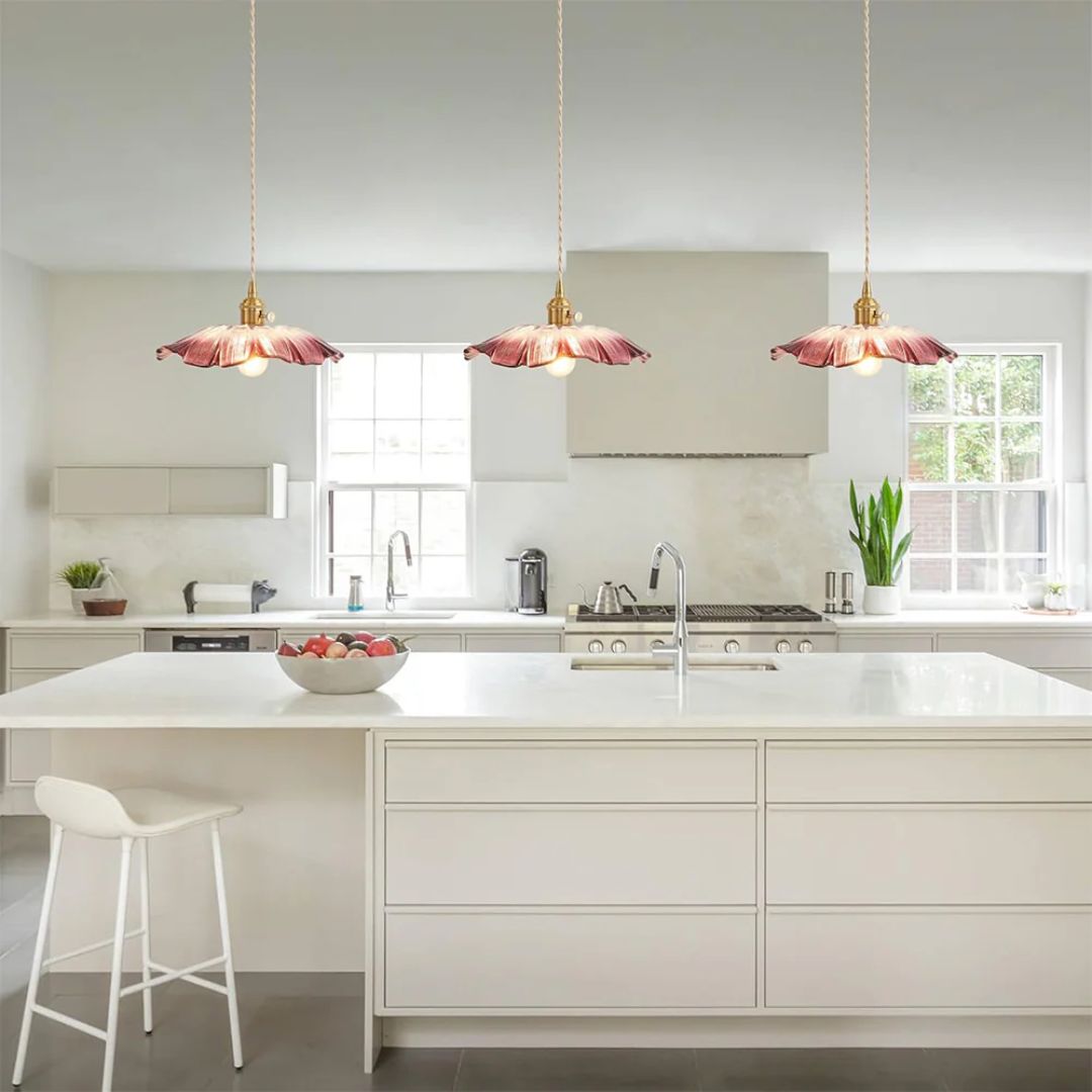 Flower Glass Pendant Light Adjustable For Home