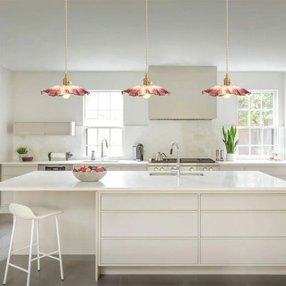 Flower Glass Pendant Light Adjustable For Home