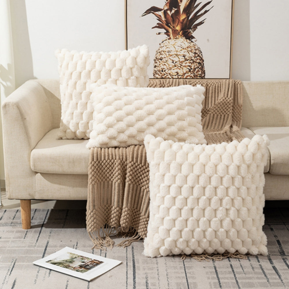 Plush Cushion Cover – 3D Texture – Cotton Polyester Blend
