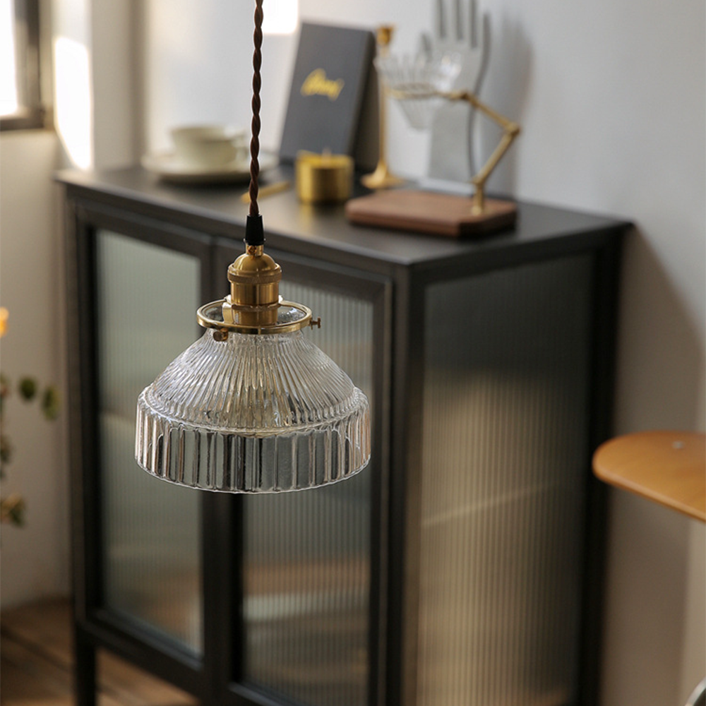 vintage ribbed glass pendant light