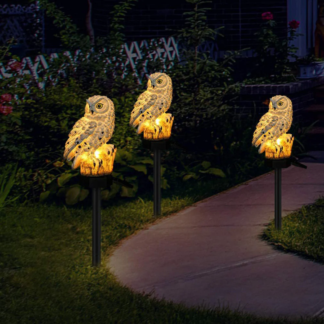 Solar Owl Garden Light – Warm LED – Automatic – Outdoor Pathway
