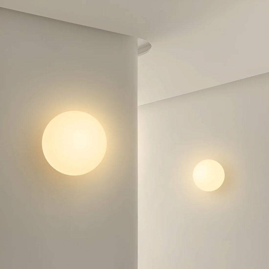 Round Glass Wall Light – Frosted Glass – Warm Light