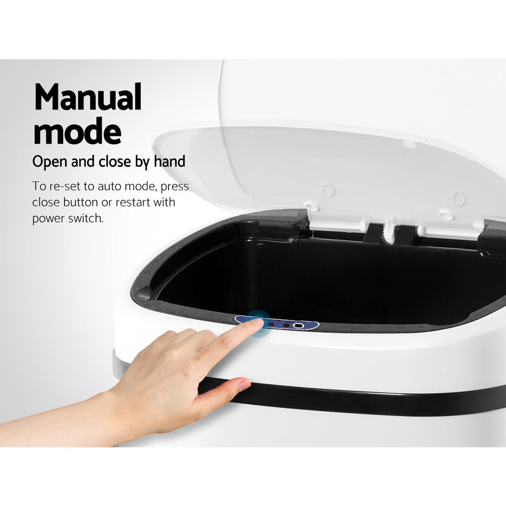 Devanti 58L Motion Sensor Bin Rubbish Automatic Trash Can Kitchen White