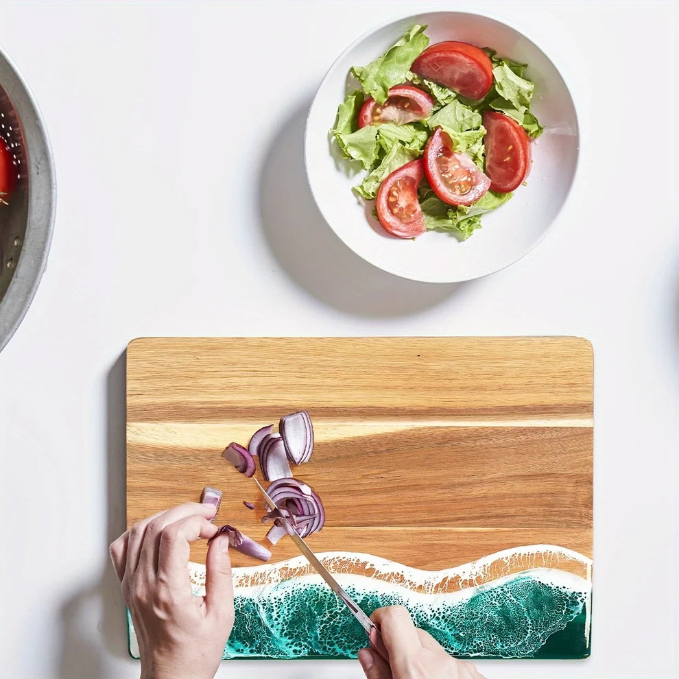 Resin Wave Cutting Board – Acacia Wood – Serving & Chopping Board