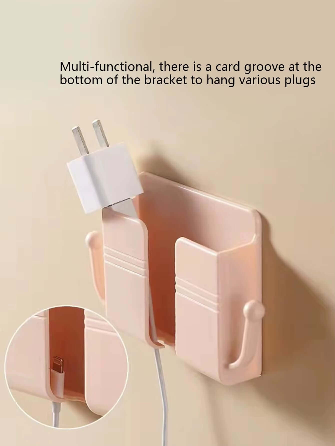 Wall-Mounted Remote Control Storage Box with Hook Storage Rack Bedside Mobile Phone Charging Stand 1 Piece