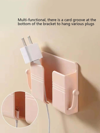 Wall-Mounted Remote Control Storage Box with Hook Storage Rack Bedside Mobile Phone Charging Stand 1 Piece