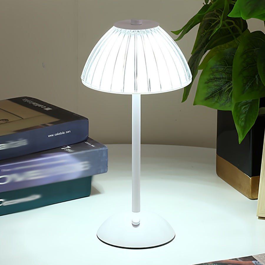 Rechargeable Table Lamp – Touch Control – Dimmable LED – Crystal-Style Shade