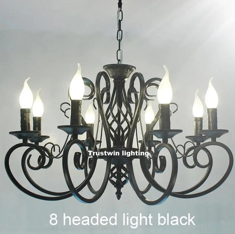 Classic LED Chandelier Light 6 8 Arms Hanging Chain Black Blue Bronze Iron Chandelier Light LED