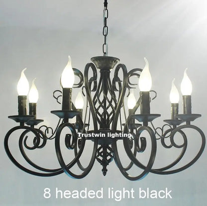 Classic LED Chandelier Light 6 8 Arms Hanging Chain Black Blue Bronze Iron Chandelier Light LED