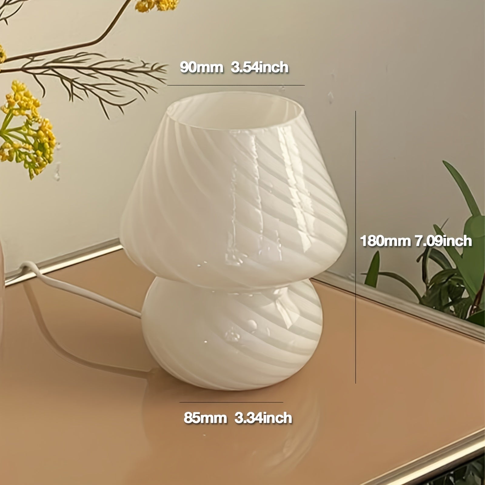 Glass Mushroom Lamp – USB Powered – Dimmable LED – Retro Design