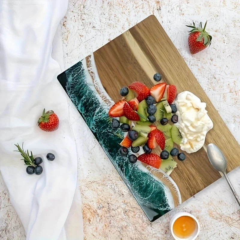 Resin Wave Cutting Board – Acacia Wood – Serving & Chopping Board