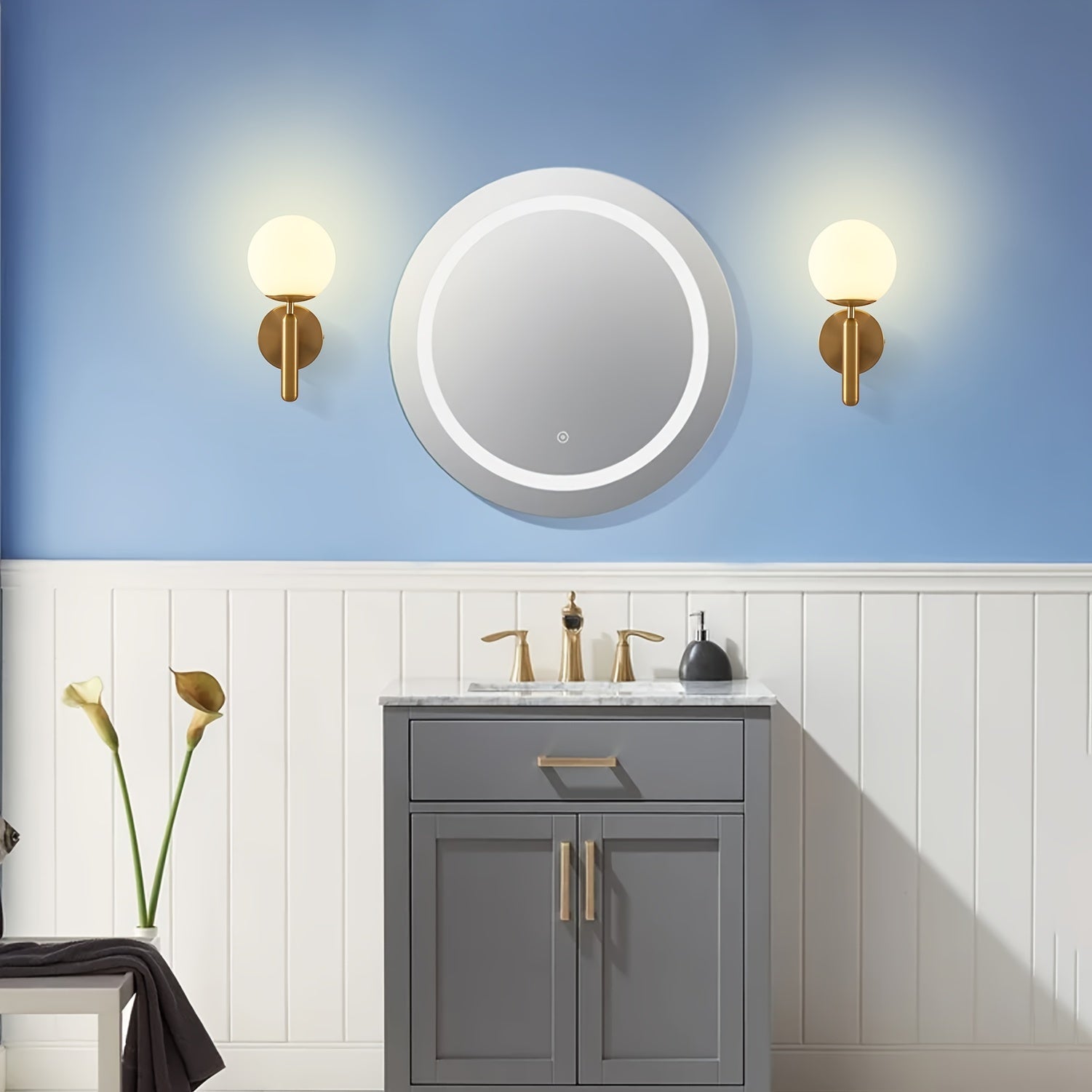 Glass Globe Wall Sconce – G9 – Polished Metal – Hard-Wired Light