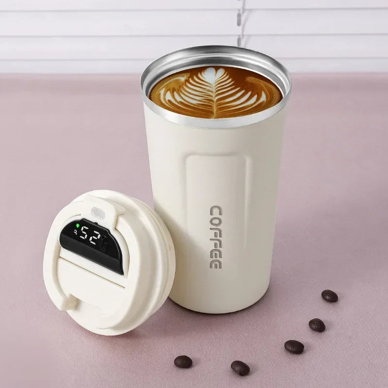 380/510Ml Thermos Coffee Mug Stainless Steel Coffee Cup Temperature Display Vacuum Flask Thermal Tumbler Insulated Water Bottle