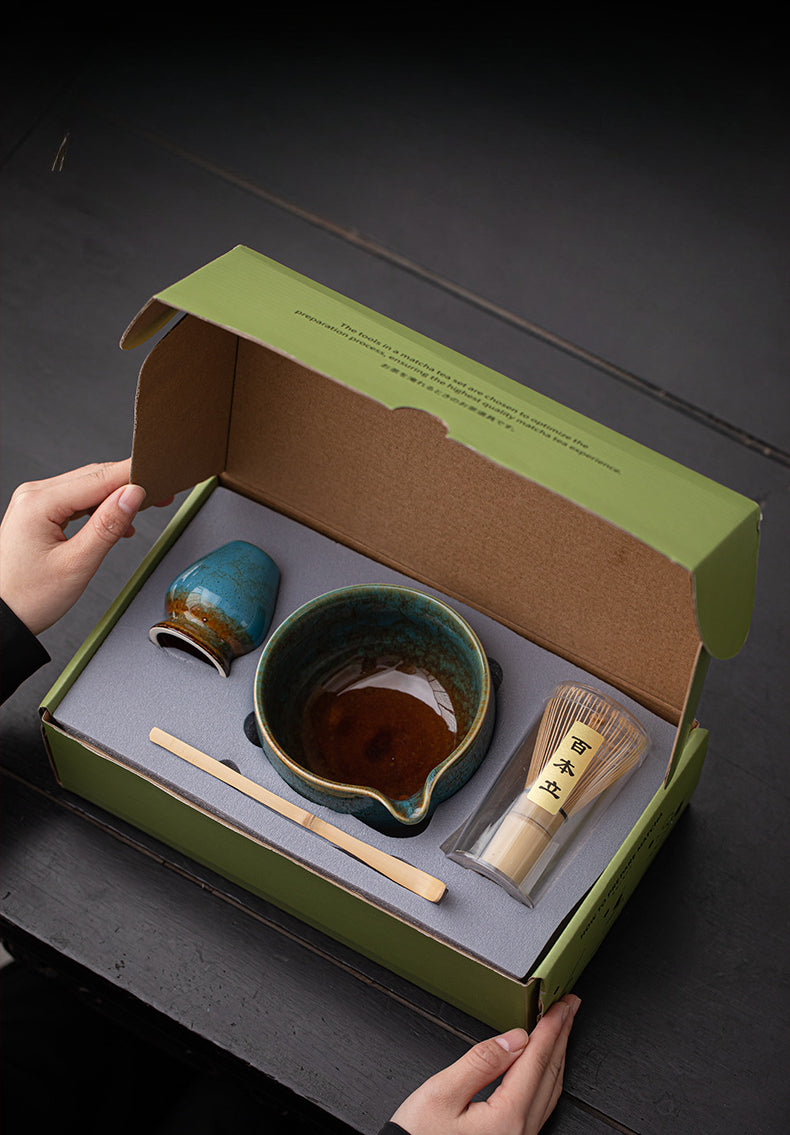 Japanese Matcha Set – Handmade Ceramic – 4-Piece Set