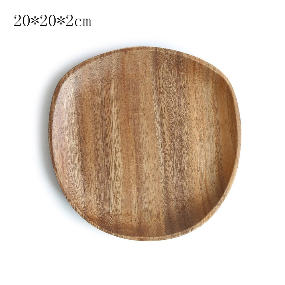 Wood Dinner Plate Wooden Serving Tray Dessert Bread Food Storage Dish Dinnerware