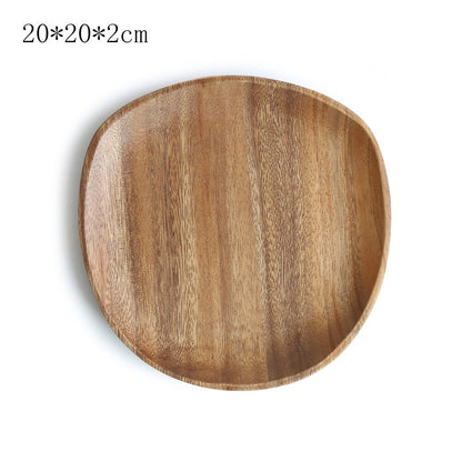 Wood Dinner Plate Wooden Serving Tray Dessert Bread Food Storage Dish Dinnerware
