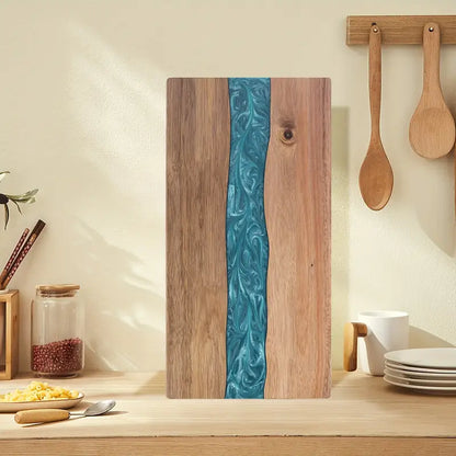 Resin River Cutting Board – Acacia Wood – Charcuterie &amp; Cheese Board