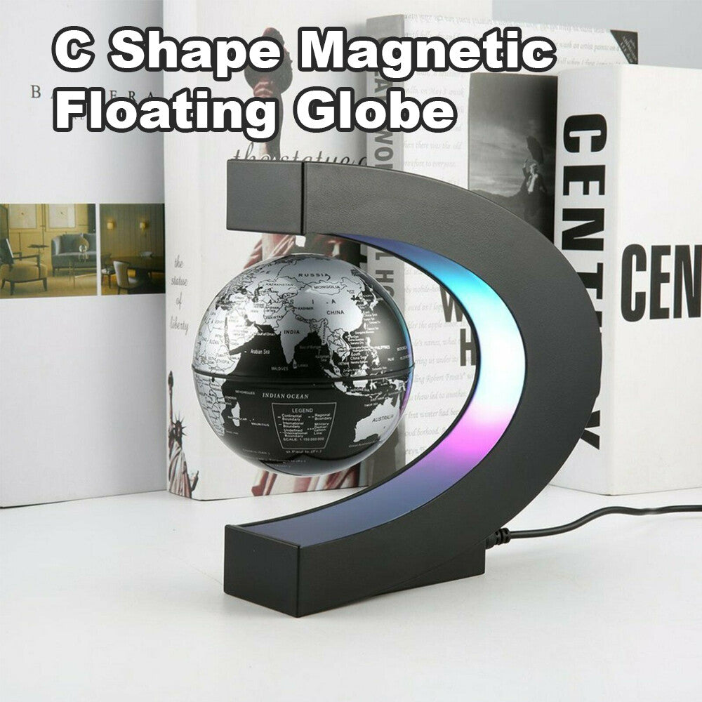 C Shape LED World Map Decoration Magnetic Levitation Floating Globe Light