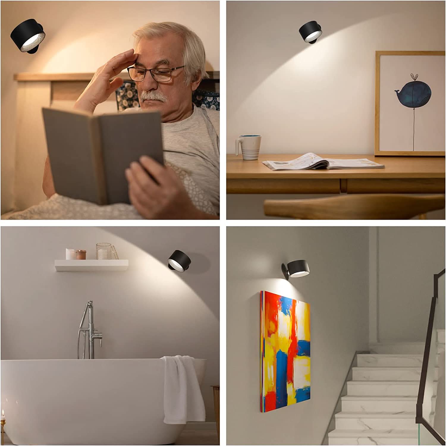 Wireless Wall Light – 360° Adjustable – USB Rechargeable