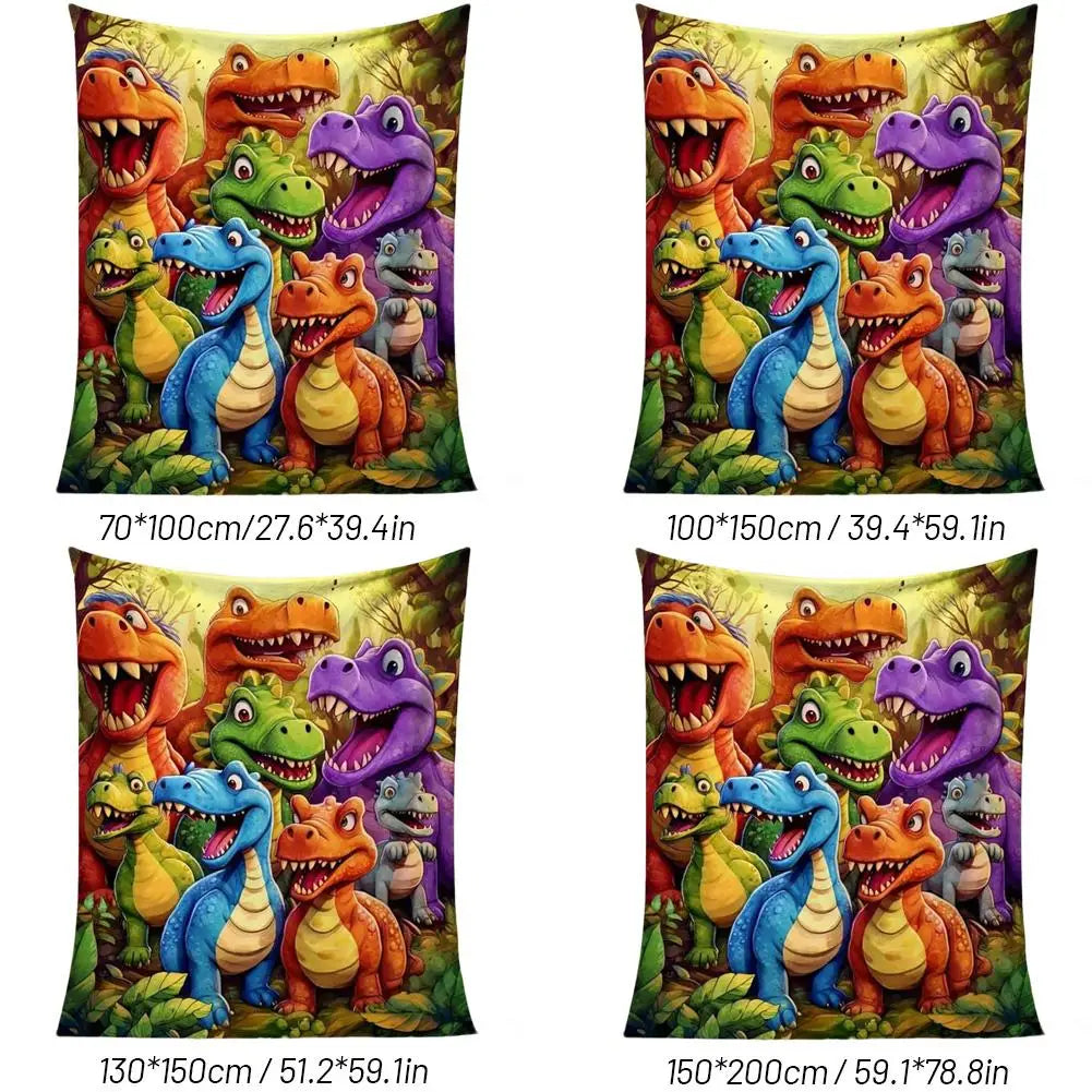 Dinosaur Fleece Blanket for Kids with funny face 3D dinosaur print