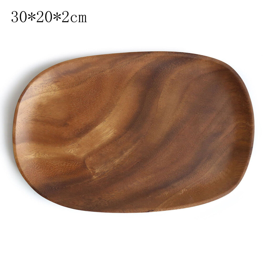 Wood Dinner Plate Wooden Serving Tray Dessert Bread Food Storage Dish Dinnerware