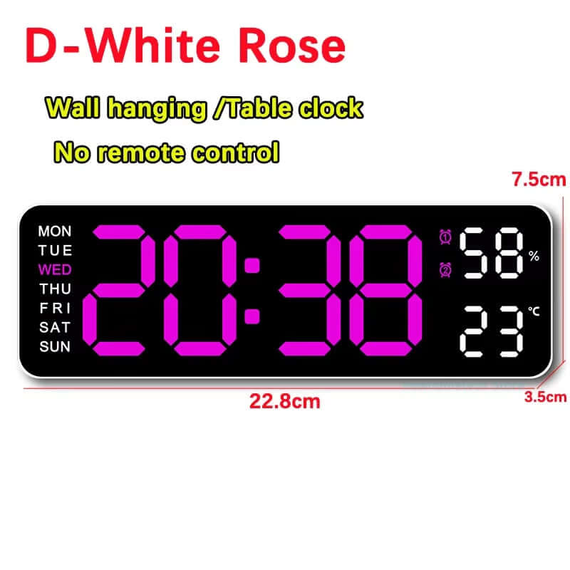 Digital Wall Clock Large LED Screen Temperature Humidity Display Electronic Alarm Clock Creative Home Decoration Remote Control