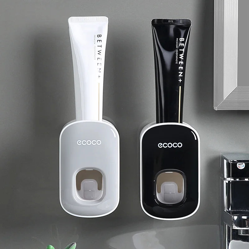 Automatic Toothpaste Dispenser Squeezers Toothpaste Tooth Dust-Proof Toothbrush Holder Wall Mount Stand Bathroom Accessories Set