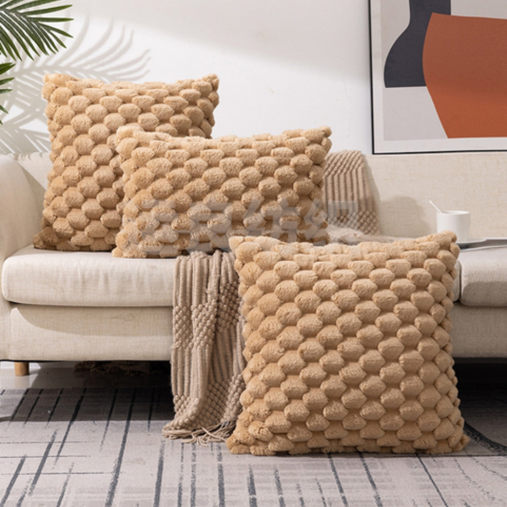 Plush Cushion Cover – 3D Texture – Cotton Polyester Blend