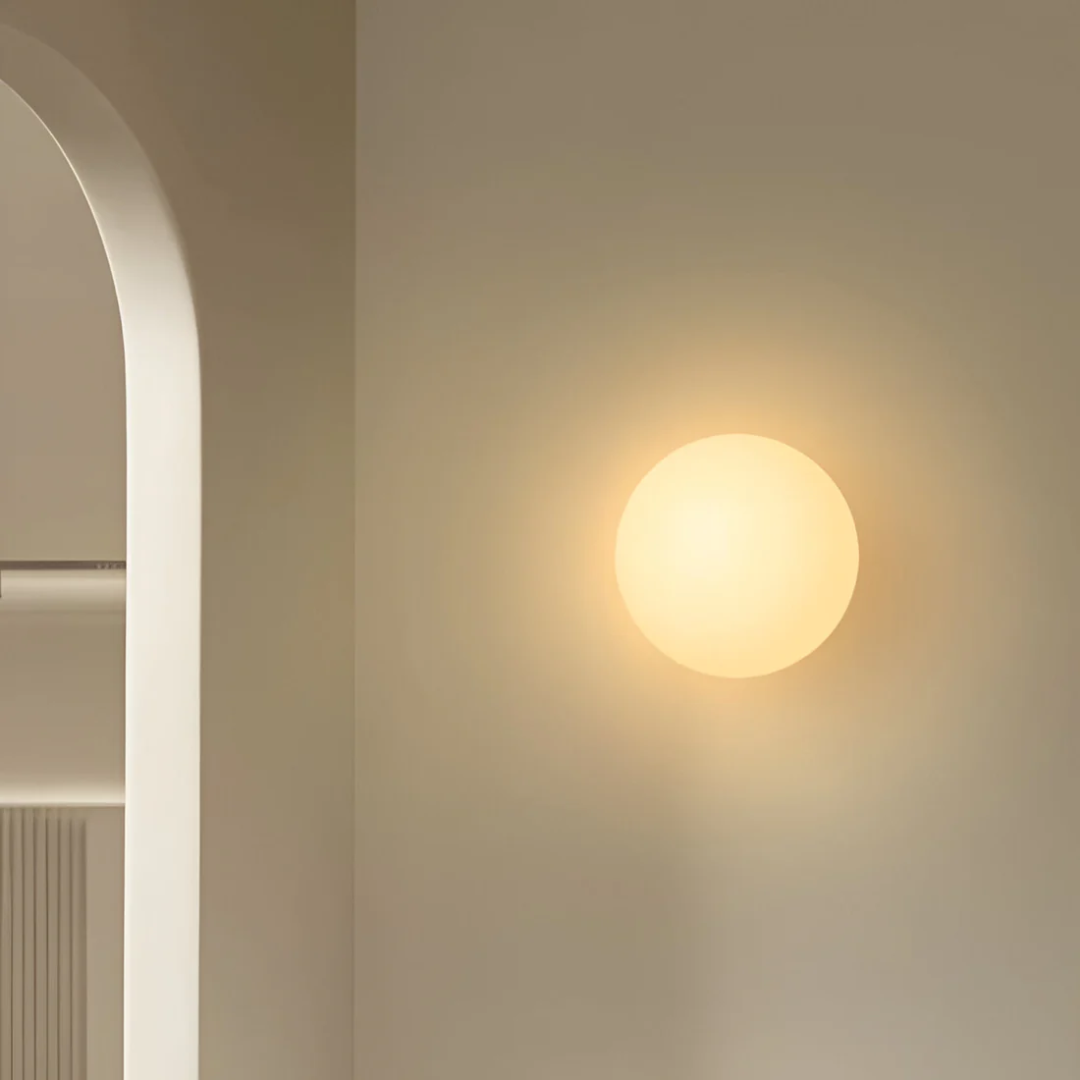 Round Glass Wall Light – Frosted Glass – Warm Light