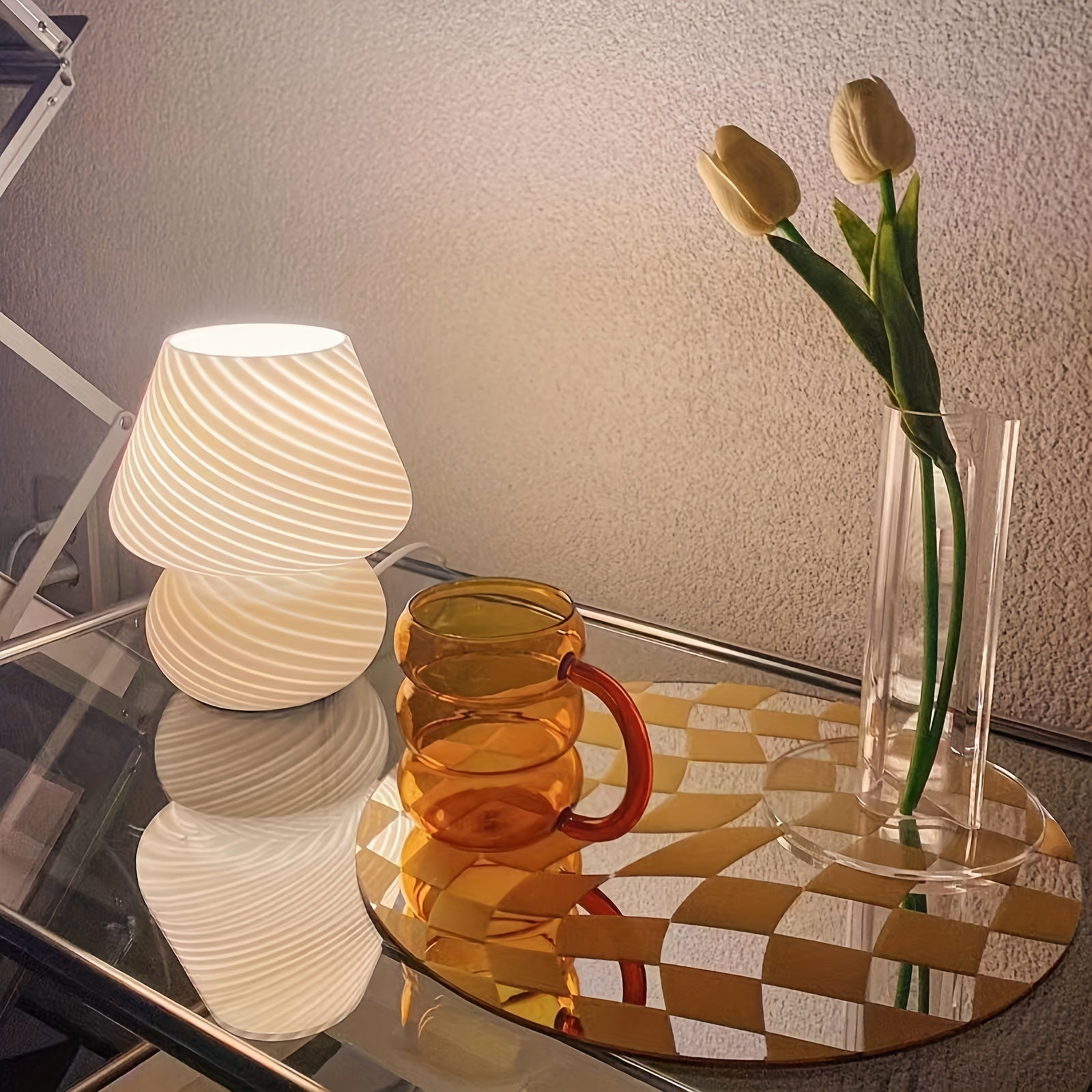 Glass Mushroom Lamp – USB Powered – Dimmable LED – Retro Design