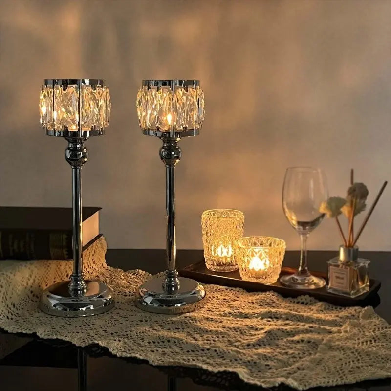 Crystal Candlesticks Set of 3, Candle Holder Set, Crystal Material, Angel Design Wedding & Home Decor, Interior Decoration Accessories, Decoration Items, Perfect for Special Occasions, Stylish Table Centerpieces, Crystal Candle Holders